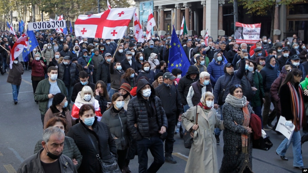Акция в поддержку экс-президента Саакашвили в Тбилиси. 19 ноября 2021.