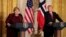 Norwegian Prime Minister Erna Solberg, speaks during a joint news conference with President Donald Trump, in the East Room of the White House in Washington, Jan. 10, 2018. 