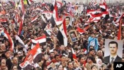 다마스커스에서 시위하는 시리아인들