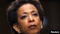 Loretta Lynch testifies during her Senate Judiciary Committee confirmation hearing to become U.S. attorney general, in Washington, Jan. 28, 2015. 