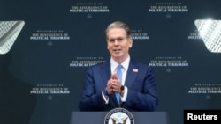 U.S. Treasury Secretary Scott Bessent delivers remarks during a ministerial meeting on political violence, at the State Department in Washington, D.C., U.S., July 16, 2026. 
