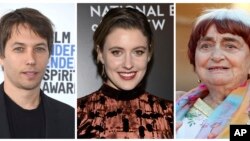 This combination photo shows film directors Sean Baker, from left, Greta Gerwig and Agnes Varda who will be featured at the 55th New York Film Festival at the Film Society of Lincoln Center in New York.