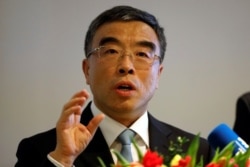 Huawei Technologies Co. Ltd. Chairman Liang Hua speaks during a news conference in Paris, France, Feb. 27, 2020.