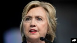 Democratic presidential candidate Hillary Clinton speaks at the African Methodist Episcopal church national convention in Philadelphia, July 8, 2016. 