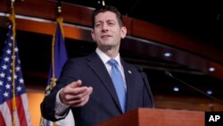 FILE - House Speaker Paul Ryan of Wisconsin discusses the Republican agenda on Capitol Hill.