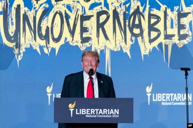 Eski ABD Başkanı ve Cumhuriyetçi Parti'nin başkan adayı Donald Trump, Libertaryan Ulusal Kongresi'ne katılarak konuşma yaptı.