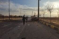 This photo released by the semi-official Fars News Agency shows the scene where Mohsen Fakhrizadeh was killed in Absard, a small city just east of the capital, Tehran, Iran, Nov. 27, 2020.