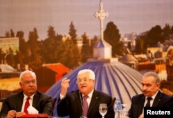 Palestinian President Mahmoud Abbas delivers a speech following the announcement by the U.S. President Donald Trump of the Mideast peace plan, in Ramallah in the Israeli-occupied West Bank, Jan. 28, 2020.