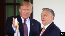 FILE - U.S. President Donald Trump welcomes Hungarian Prime Minister Viktor Orban to the White House in Washington, May 13, 2019.