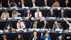 Members of the European Parliament take a vote in Strasbourg, France, Sept.12, 2018.