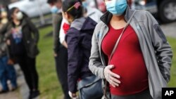  زن باردار با ماسک و دستکش - عکس تزئینی 