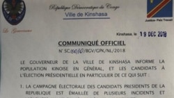 La campagne électorale suspendue à Kinshasa