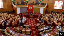 FILE — Ghana's parliament speaker Alban Sumana Bagbin speaks at the Parliament House in Accra, on February 28, 2024.