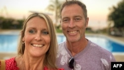 An undated photo released by the family of Craig and Lindsay Foreman through Britain's Foreign, Commonwealth and Development Office in London Feb. 15, 2025, shows the couple at an unknown location. The U.K. government on Saturday named the two detained in Iran as the Foremans. 