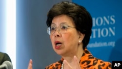 Sekretaris Jenderal Organisasi Kesehatan Sedunia (WHO), Margaret Chan mendesak respons global ebola (3/9).