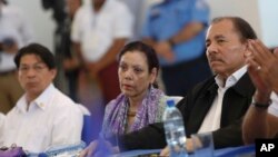 Rosario Murillo, vicepresidencia de Nicaragua y Daniel Ortega, presidente de Nicaragua. Fotografía AP. 