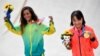 Jogos Ol&#237;mpicos 2020 - cerim&#243;nia de medalhas da competi&#231;&#227;o de Skate - Rayssa Leal do Brasil (esq) e Momiji Nishiy do Jap&#227;o s&#227;o prata e ouro respectivamente.