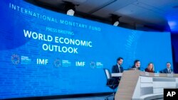 Эпизод пресс-конференции на полях заседаний МВФ. Вашингтон, округ Колумбия. 16 апреля 2024 г. 