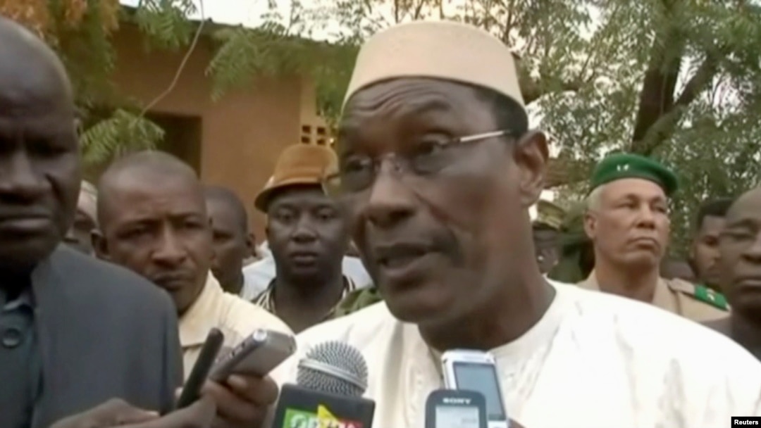 FILE - A still image taken from video shows Mali's then-Defense Minister Abdoulaye Idrissa Maiga speaking to reporters at Gao hospital, in Mali, Jan. 18, 2017. Maiga was named the country's new prime minister April 8, 2017.