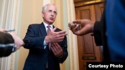 FILE - U.S. Senate Foreign Relations Committee Chairman Bob Corker speaks to reporters Sept. 14, 2016.