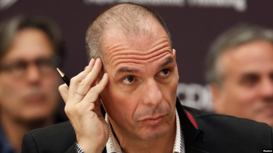 Menteri Keuangan Yunani Yanis Varoufakis menghadiri konferensi tahunan Institute for New Economic Thinking (INET) di Paris (9/4). (Reuters/Charles Platiau)