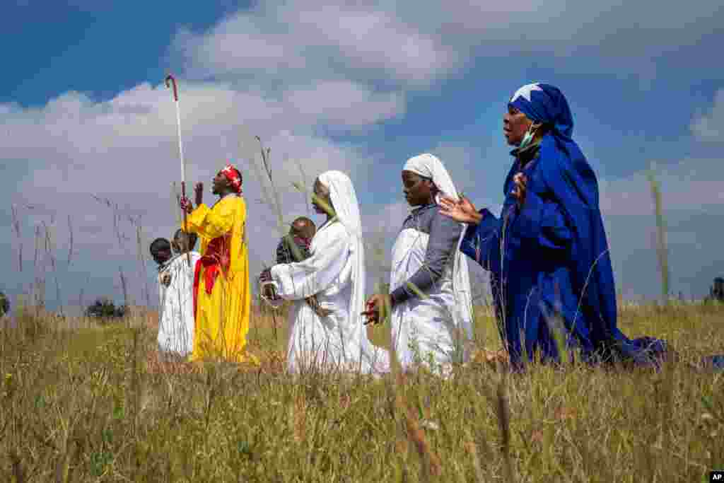 Apostolic Pentecostals celebrate Easter in field in the Johannesburg township of Soweto, South Africa.