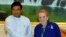 Burma's Vice President Nyan Tun shakes hands with former U.S. Secretary of State Madeleine Albright during their meeting in Naypyitaw, Burma, June 3, 2013.