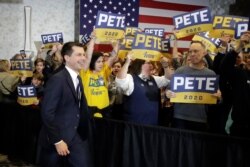 Democratic presidential candidate former South Bend, Ind., Mayor Pete Buttigieg arrives to a campaign event, Jan. 30, 2020, in Ankeny, Iowa.