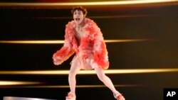 FILE—Nemo of Switzerland performs the song The Code during the Grand Final of the Eurovision Song Contest in Malmo, Sweden, May 11, 2024. 