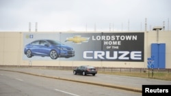 A car passes by the General Motors Lordstown Complex, assembly plant in Warren, Ohio, Nov. 26, 2018. 