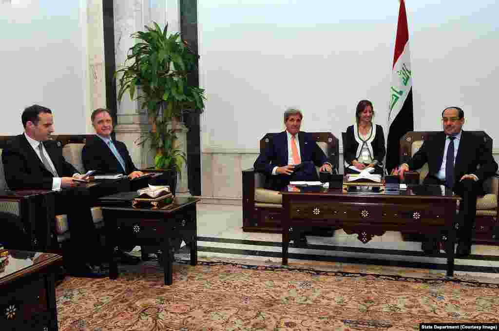 Secretary Kerry, Other Top Iraqi Advisers Sit Before Meeting With Prime Minister al-Maliki.