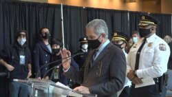 Philadelphia District Attorney Larry Krasner says the investigation into an apparent plot to attack the Pennsylvania Convention Center in Philadelphia is active. (Esha Sarai/VOA)