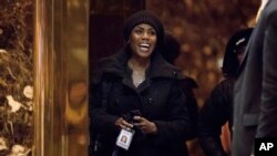 FILE - Omarosa Manigault arrives at Trump Tower, in New York, Jan. 2, 2017.