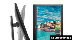 During the CES 2021, virtual show, computer maker Dell showed off a video-conference monitor that is easy to move around to get to the best position for video calls. (Dell)