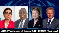 From Left: U.N. Trade Chief Rebeca Grynspan, Senegal’s former President Macky Sall, Former Chilean President Michelle Bachelet, and IAEA Director General Rafael Grossi
