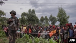 Cerimónia fúnebre em Goma, Kibati, República Democrática do Congo, a 15 de maio de 2024.