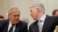 FILE - Supreme Court Justice Neil Gorsuch, right, talks with former Defense Secretary Donald Rumsfeld, right, at the 50th anniversary of the Fund for America Studies luncheon at the Trump Hotel in Washington, Thursday, Sept. 28, 2017. 
