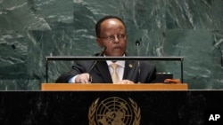 Taye Atske Sélassié à la tribune de l'ONU lorsqu'il était encore ministre des Affaires étrangères de l'Éthiopie.