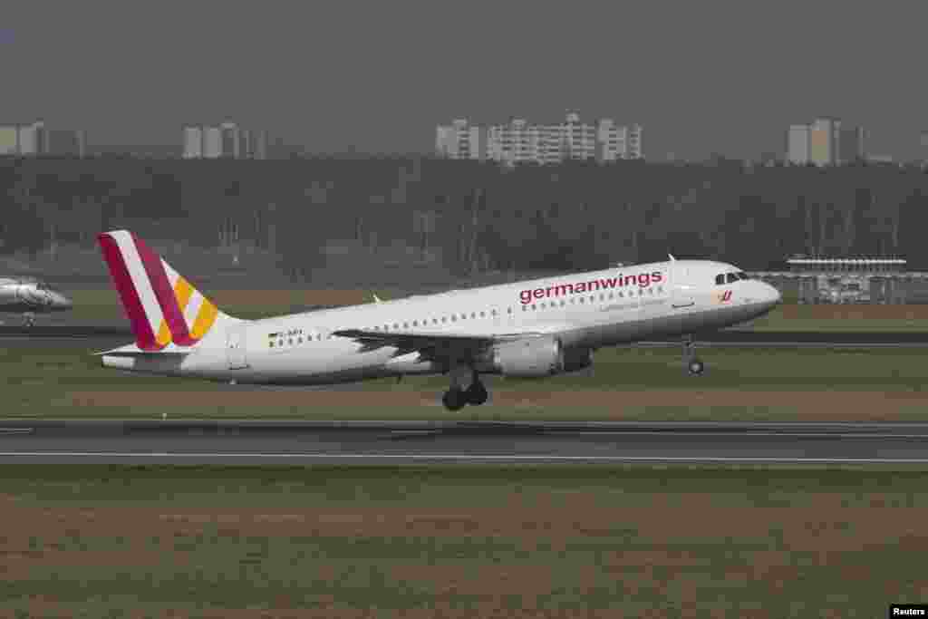 FILE - A Germanwings Airbus A320 registration D-AIPX is seen at the Berlin airport in this March 29, 2014 file photo.