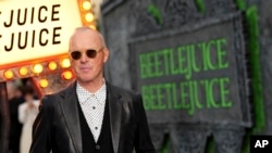 Michael Keaton arrives at the premiere of 'Beetlejuice Beetlejuice', Aug. 29, 2024, in London. (Photo by Scott A Garfitt/Invision/AP)