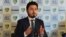 FILE - Secretary general of the Afghanistan Football Federation (AFF) Sayed Alireza Aqazada speaks during a press conference in Kabul, Dec. 1, 2018. Several AFF officials have been accused of sexual misconduct by female football players.