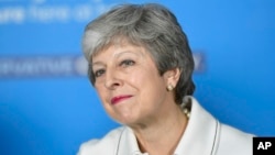 Britain's Prime Minster Theresa May speaks at a EU election campaign event in Bristol, England, May 17, 2019. 