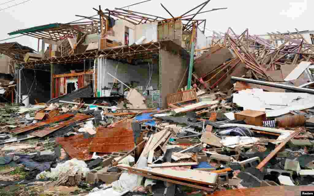 A condominium complex is reduced to rubble after Hurricane Harvey struck in Rockport, Texas, Aug. 26, 2017.