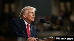 국정연설 중인 도널드 트럼프 대통령 