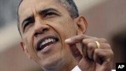 President Barack Obama speaks at a Labor Day event at General Motors Headquarters in Detroit, Michigan, September 5, 2011.