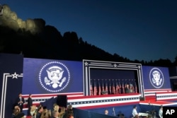 President Donald Trump speaks at Mount Rushmore National Monument on July 3, 2020, in Keystone, S.D.
