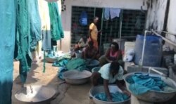 In the General Hospital laundry room, linens are washed by hand. (Matiado Vilme / VOA Creole)