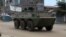 Guinea, Conakry, An army vehicle is seen at Kaloum neighbourhood during an uprising by special forces