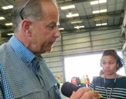FILE - Scott Angelle, director of the U.S. Interior Department's Bureau of Safety and Environmental Enforcement, talks with reporters, May, 2, 2019, about changes to ease some of the safety rules adopted after the Deepwater Horizon oil well blowout.