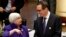 Janet Yellen, president of the Federal Reserve Board, and U.S. Treasury Secretary Steven Mnuchin talk to each other during the G20 finance ministers meeting in Baden-Baden, Germany, March 17, 2017.